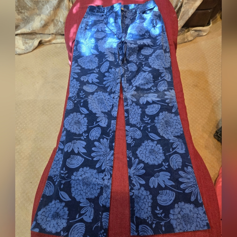 Lilly Pulitzer Navy Floral Wide Leg Jeans